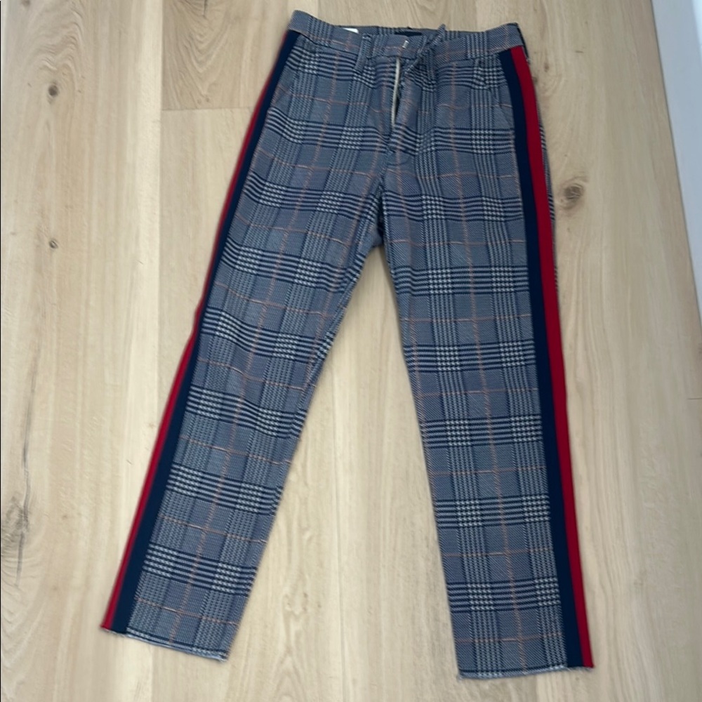 MOTHER Red and Blue Chinos with Sporty Side Stripe. Women